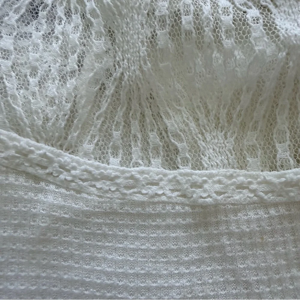 Free People Spring Valley Top S | Ivory Lace Waffle